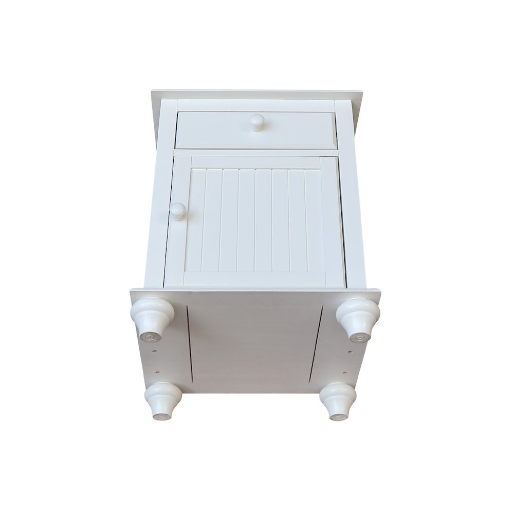 Solid Wood Nightstand with Storage Cabinet, Classic White Bedside Table. Picture 9