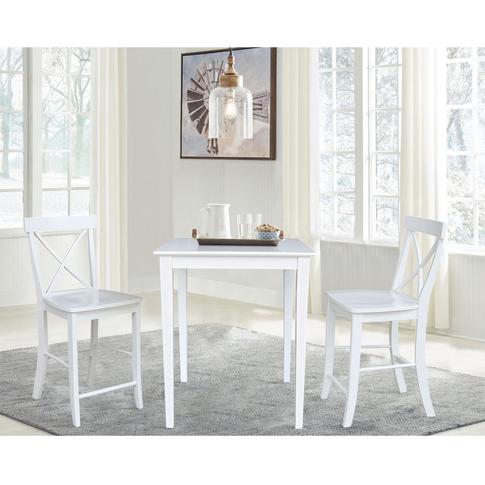 30" x 30" CounterHeight Dining Table with 2 X-Back Stools - 3 Piece Set. Picture 1