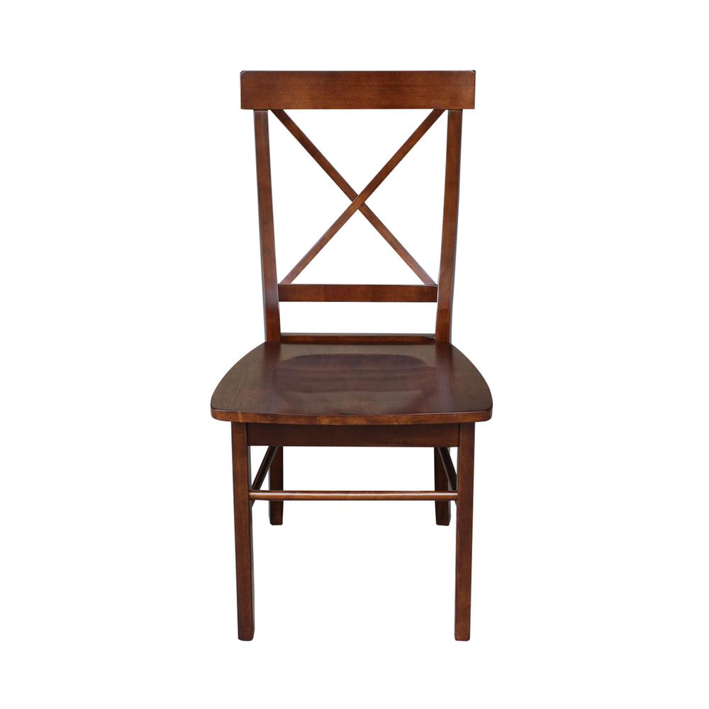 Set of Two X-Back Chairs  with Solid Wood Seats , Espresso. Picture 5