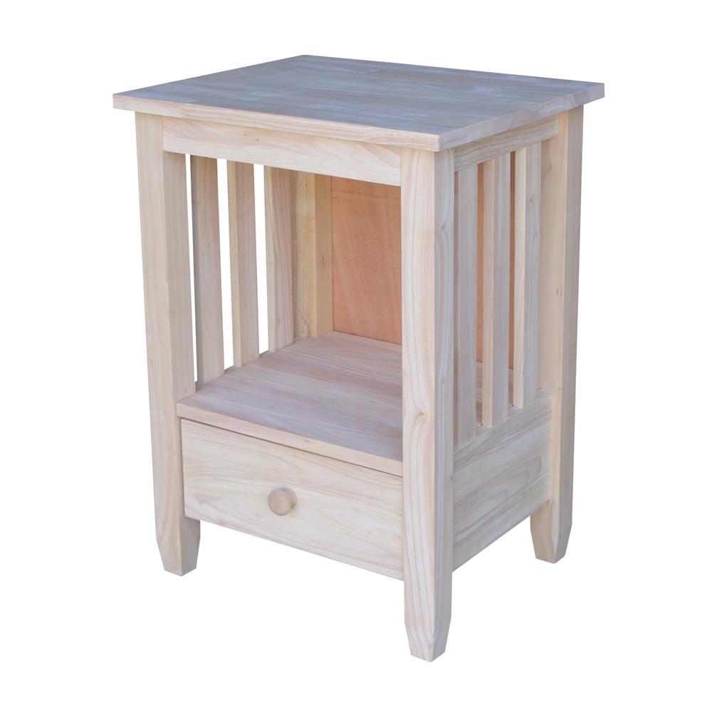 Mission Tall End Table Includes Drawer , Unfinished. Picture 10