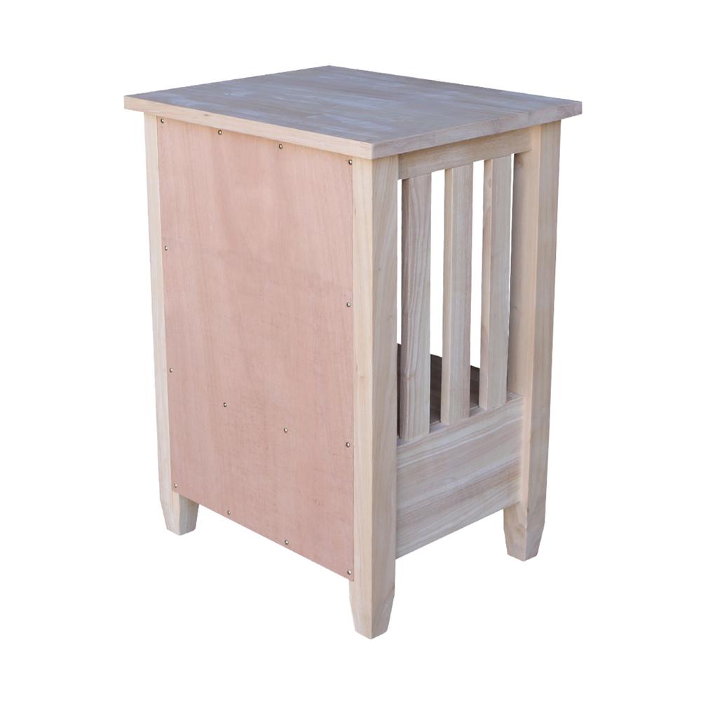 Mission Tall End Table Includes Drawer , Unfinished. Picture 1