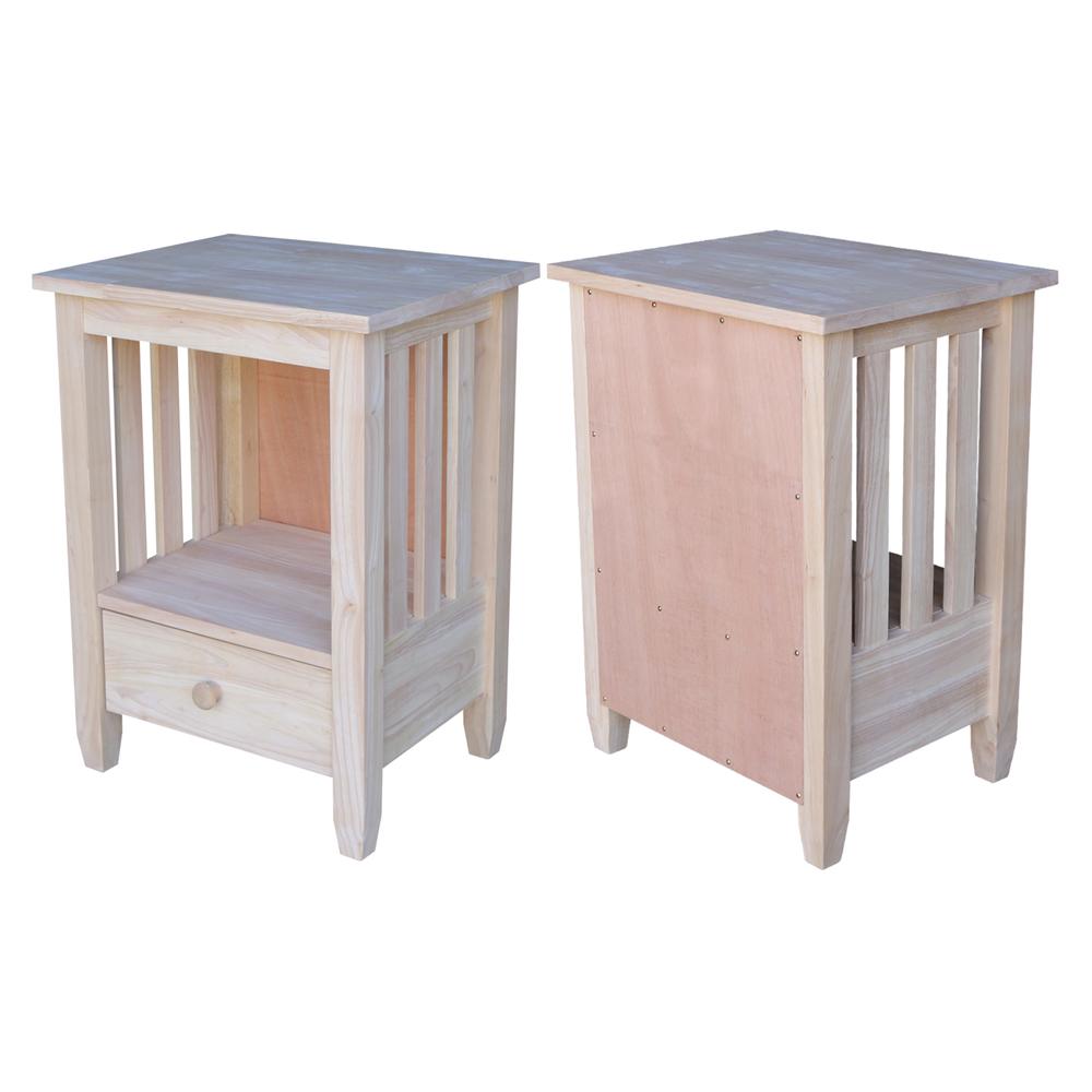 Mission Tall End Table Includes Drawer , Unfinished. Picture 2