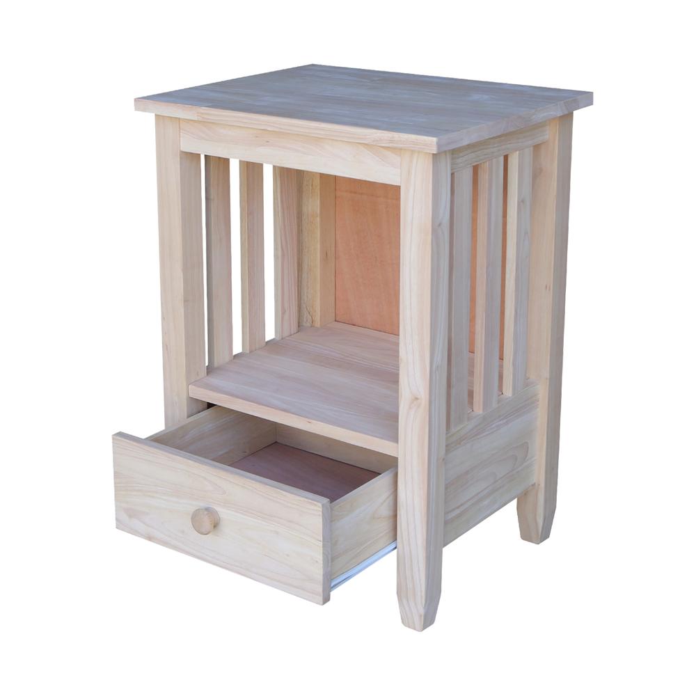 Mission Tall End Table Includes Drawer , Unfinished. Picture 5