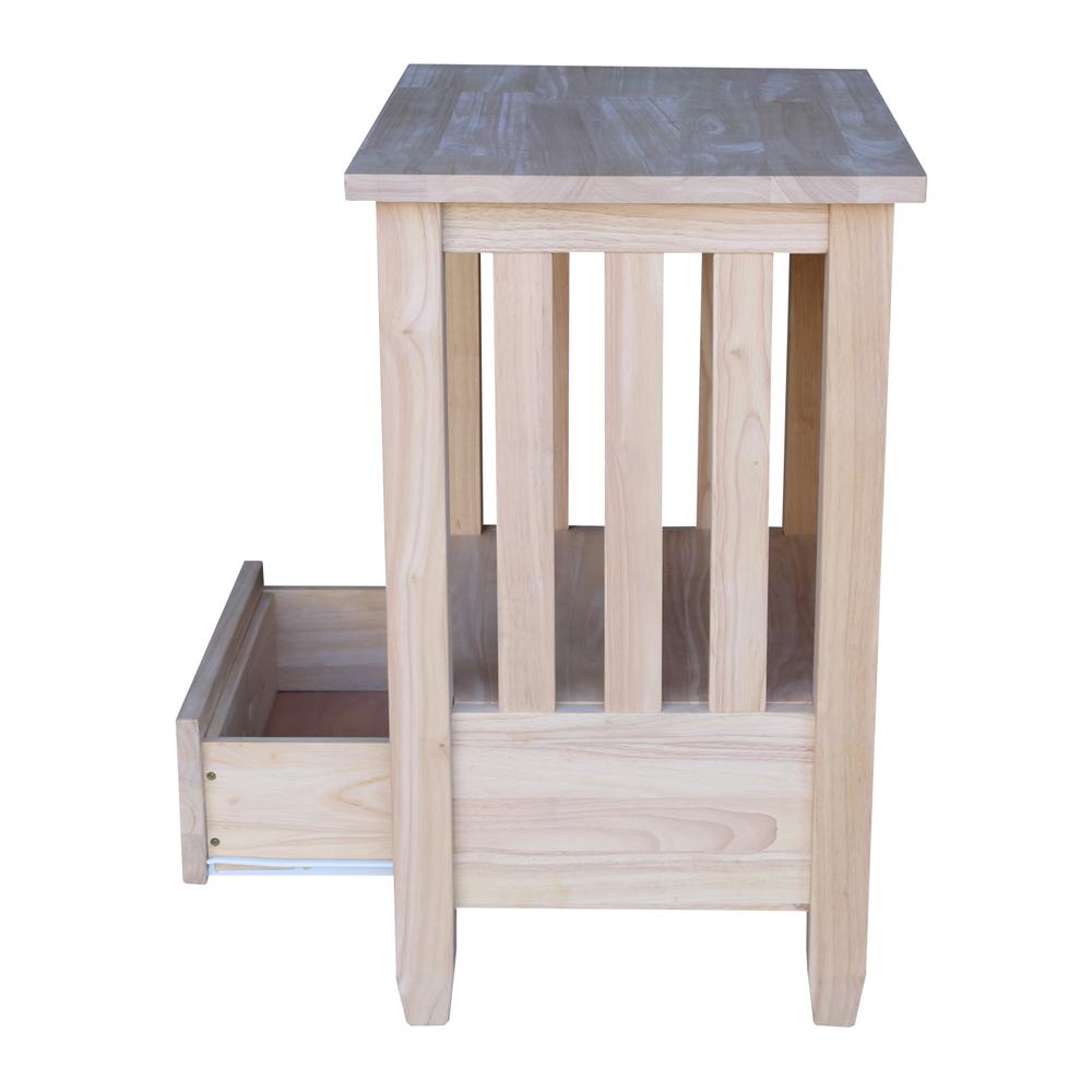Mission Tall End Table Includes Drawer , Unfinished. Picture 6
