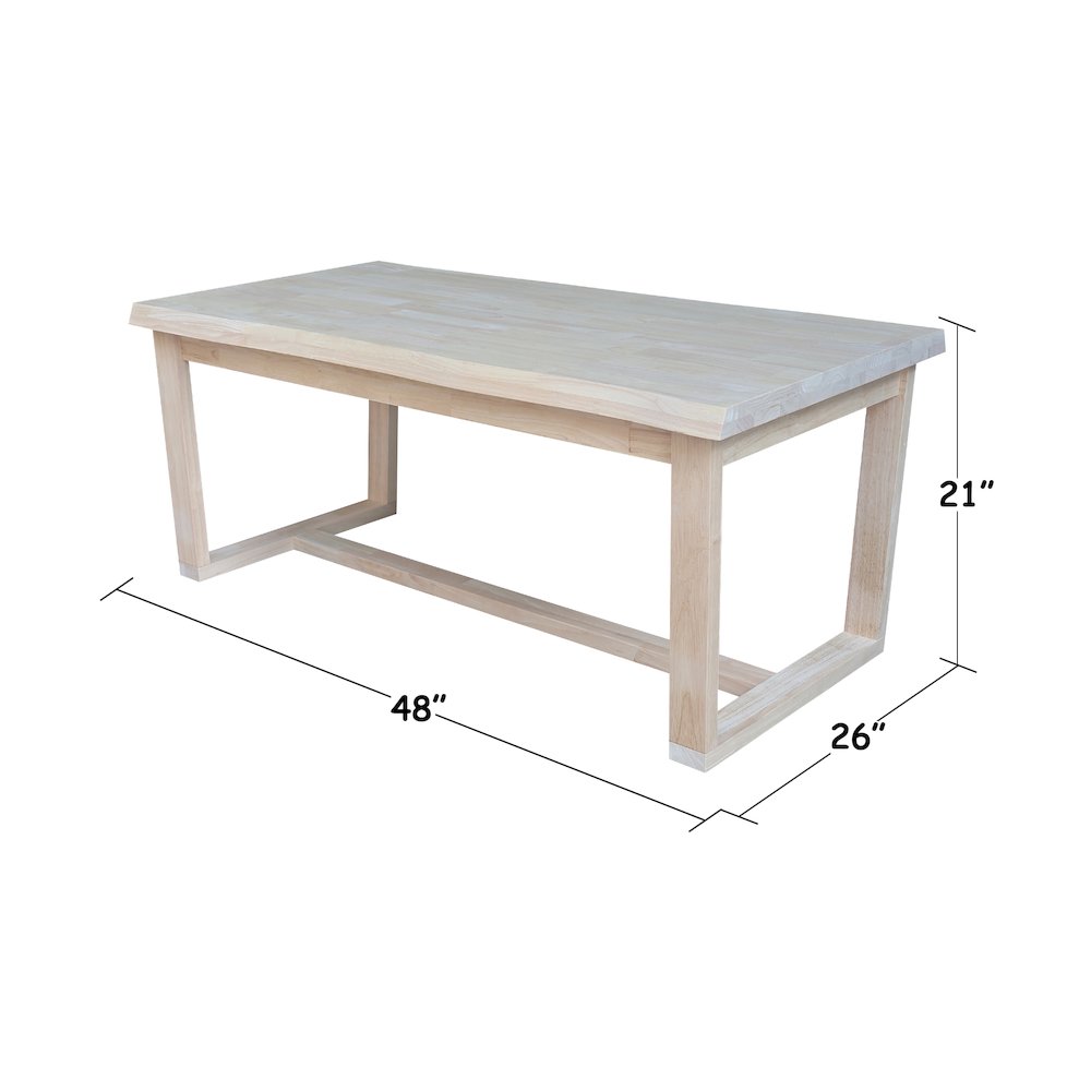 Live Edge Solid Wood Coffee Table, Unfinished. Picture 6
