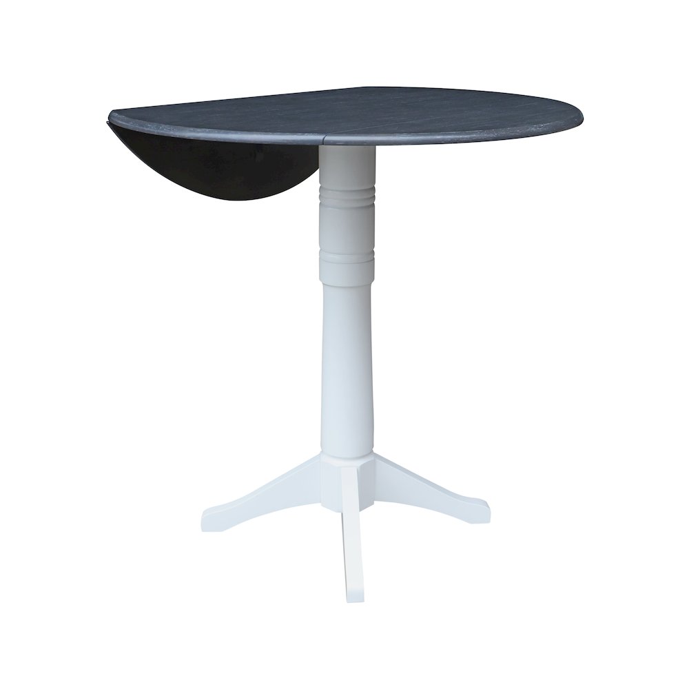 42" Round Dual Drop Leaf Pedestal Table,  43.2"H. Picture 3