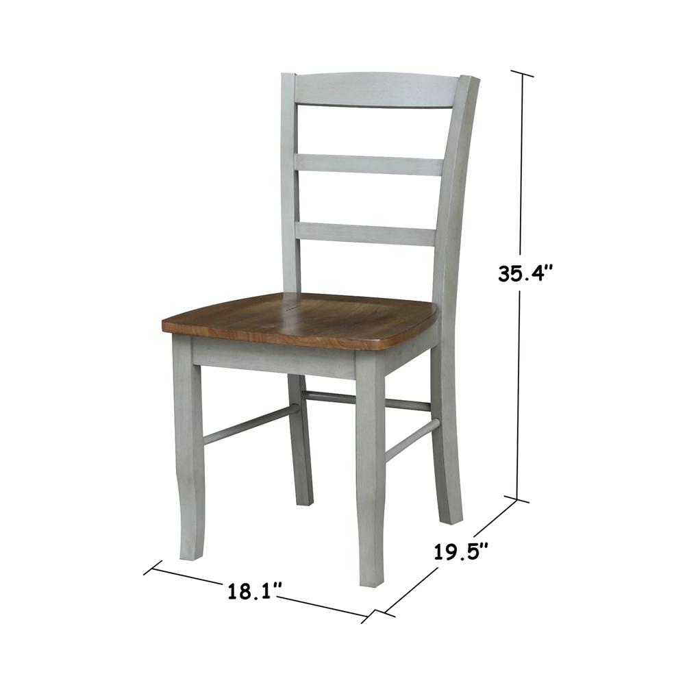 Madrid Ladderback Chairs - Set of 2, Hickory/Stone. Picture 10