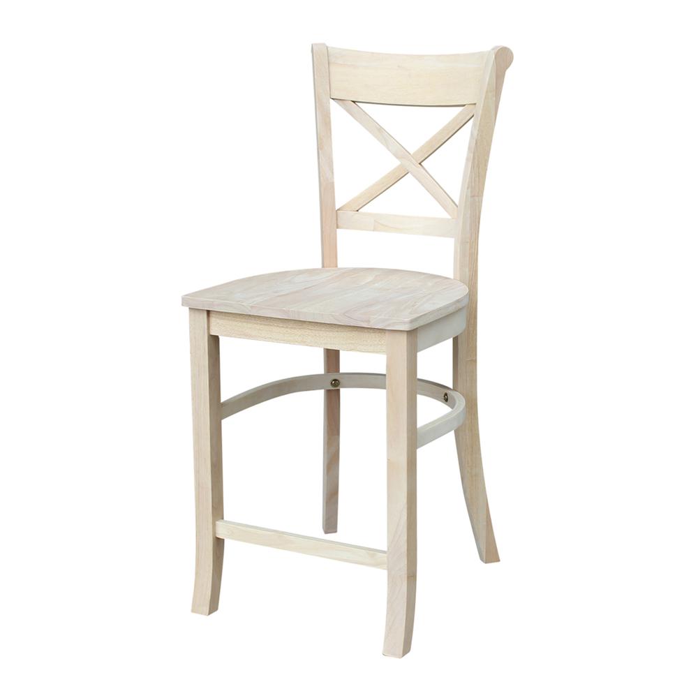 Charlotte Counter height Stool - 24" Seat Height, Unfinished. Picture 1