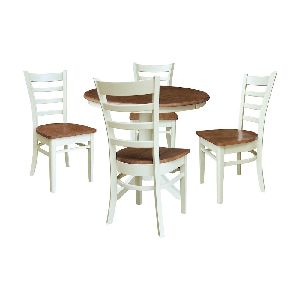 36" Round Extension Dining Table with 4 Emily Chairs. Picture 1