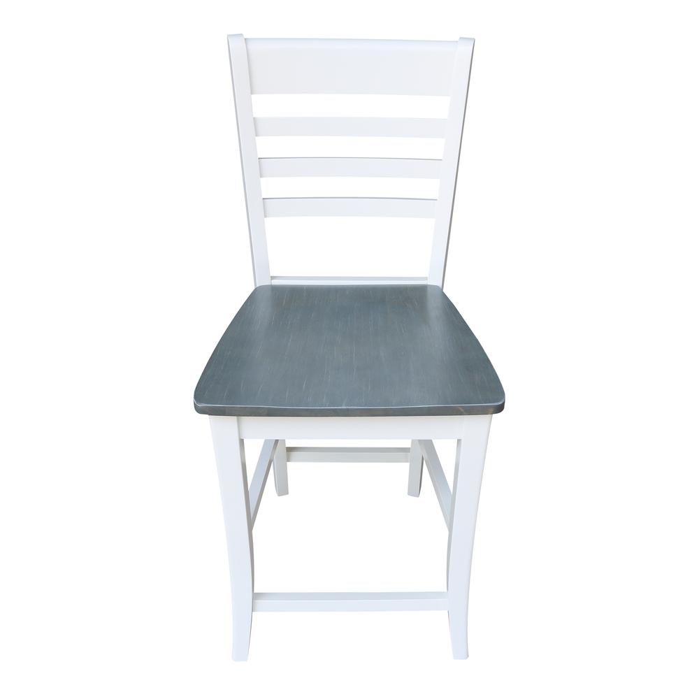 Roma Counter height Stool - 24" Seat Height, White/Heather gray. Picture 2