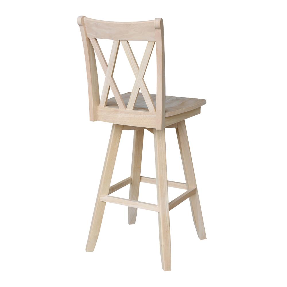 Double "X" Back Bar height Stool - With Swivel And Auto Return - 30" Seat Height , Unfinished. Picture 10