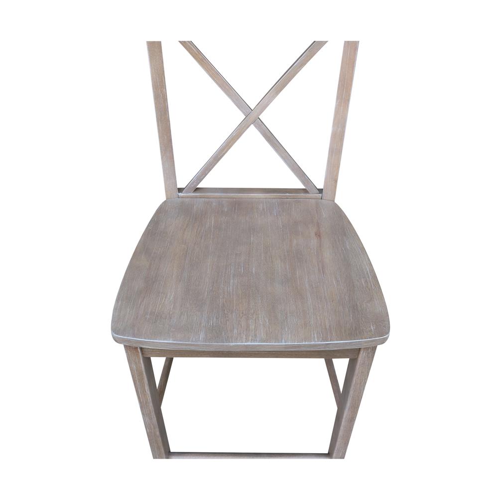 X-Back Counter height Stool - 24" Seat Height, Washed Gray Taupe. Picture 2