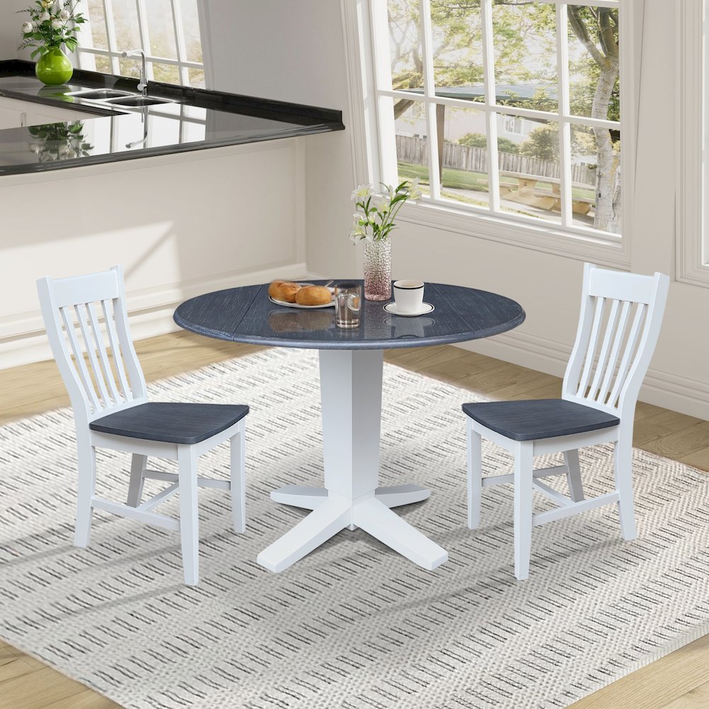 42" Round Drop Leaf Table with Two Dining Chairs. Picture 7