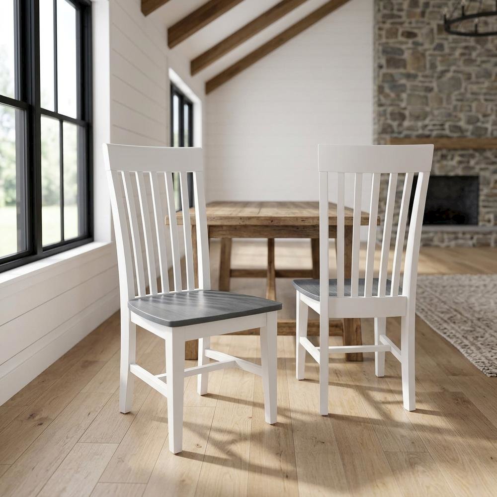 Solid Wood Dining Chairs with Tall Mission-Style Back for Kitchen Table. Picture 2