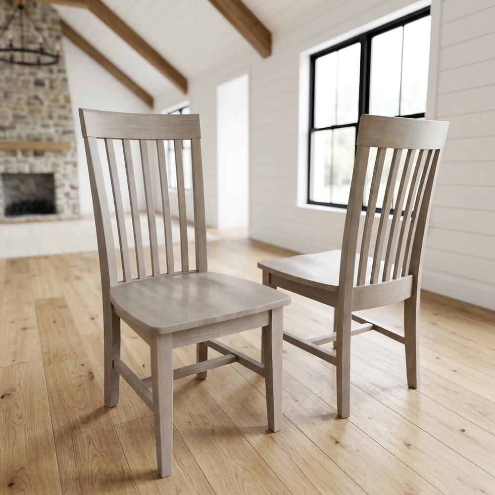 Hardwood Mission Dining Chairs with Washed Finish, Set of Two for Dining Room. Picture 2