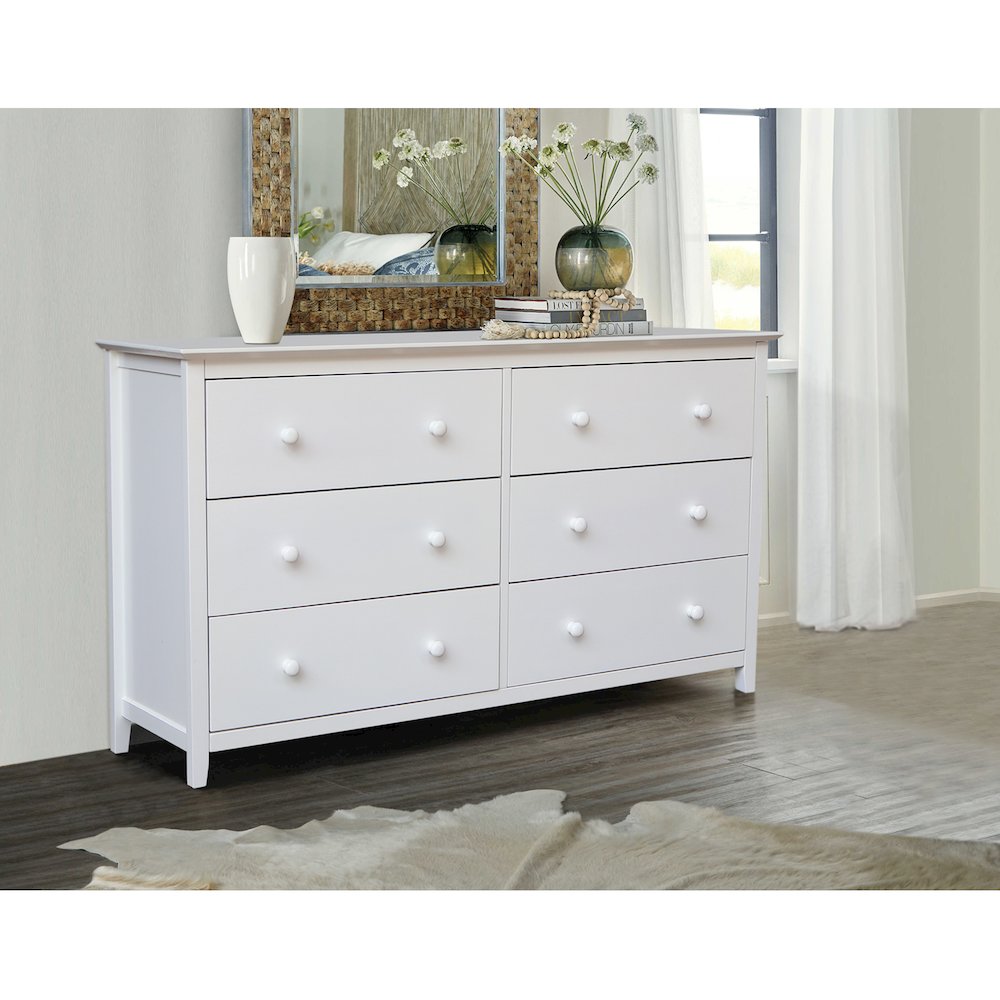 Solid Wood Bedroom Dresser with 6 Drawers, White. Picture 8
