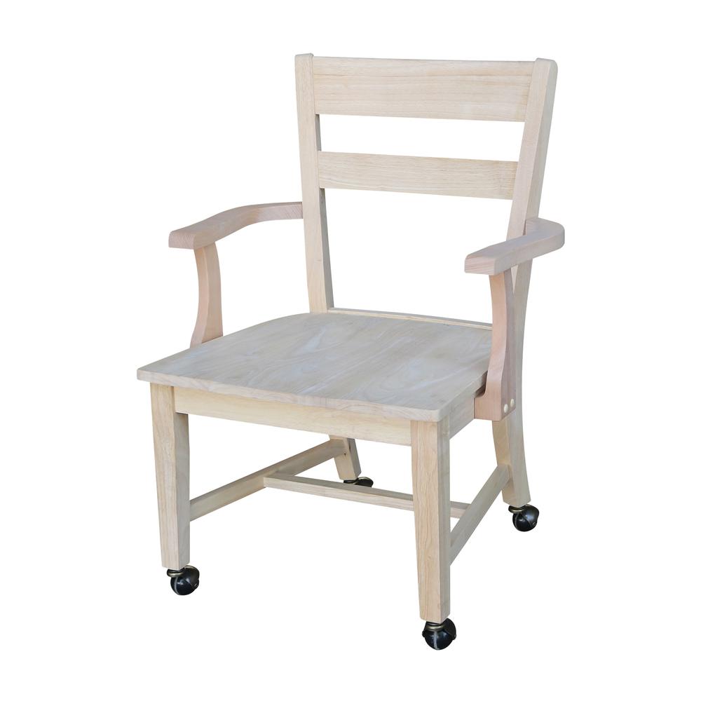 Dining Chair With Casters, Unfinished. Picture 9
