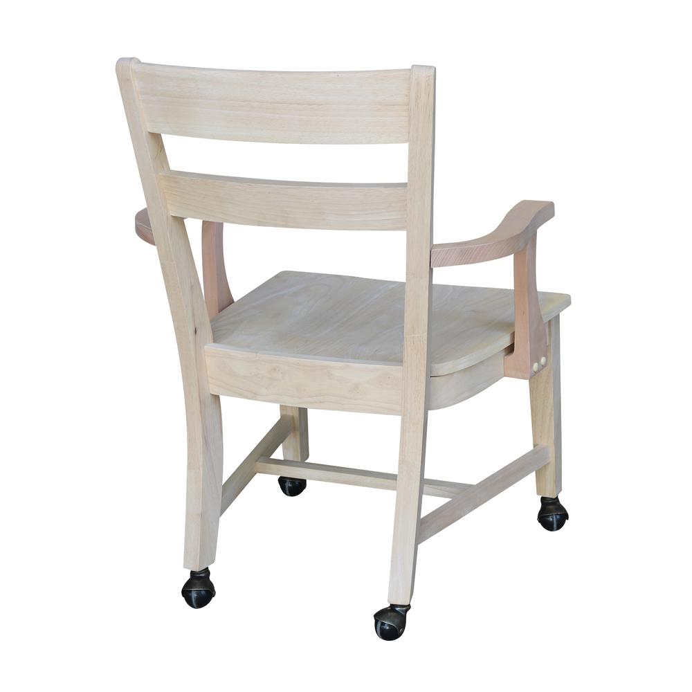 Dining Chair With Casters, Unfinished. Picture 1