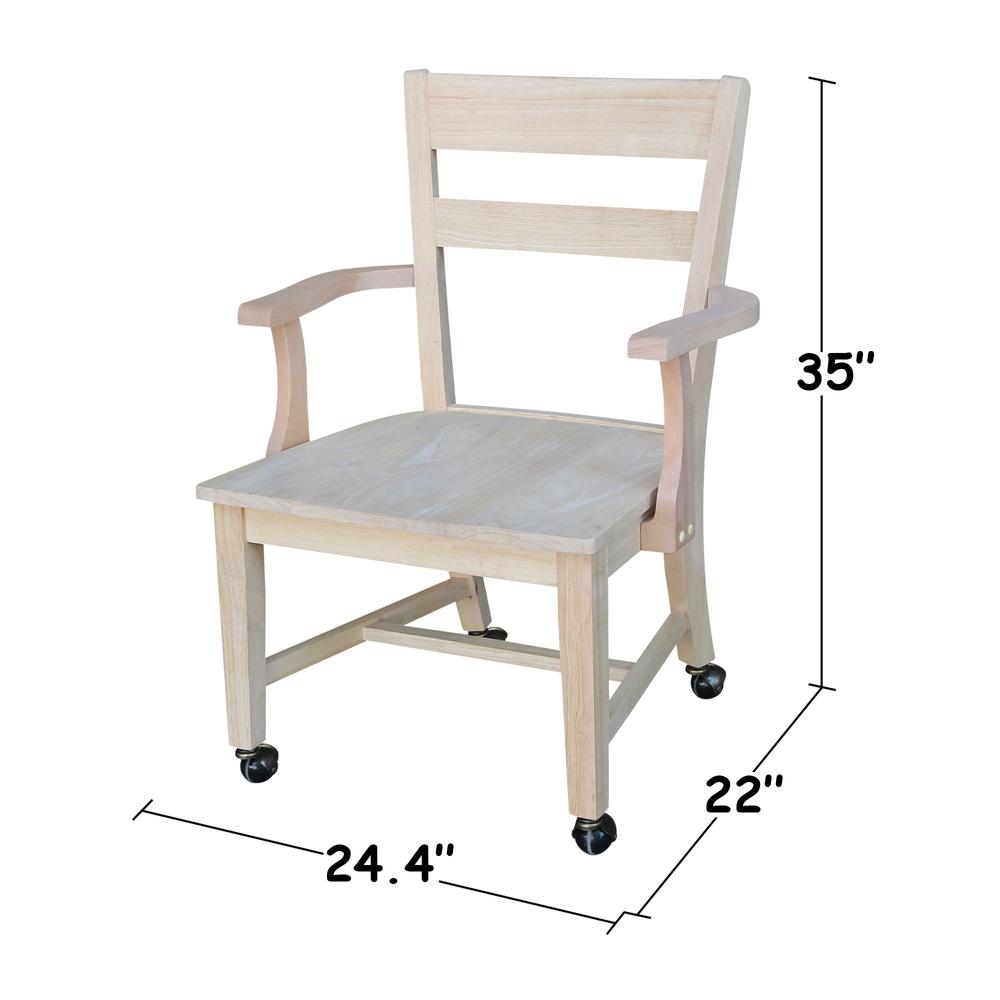 Dining Chair With Casters, Unfinished. Picture 2