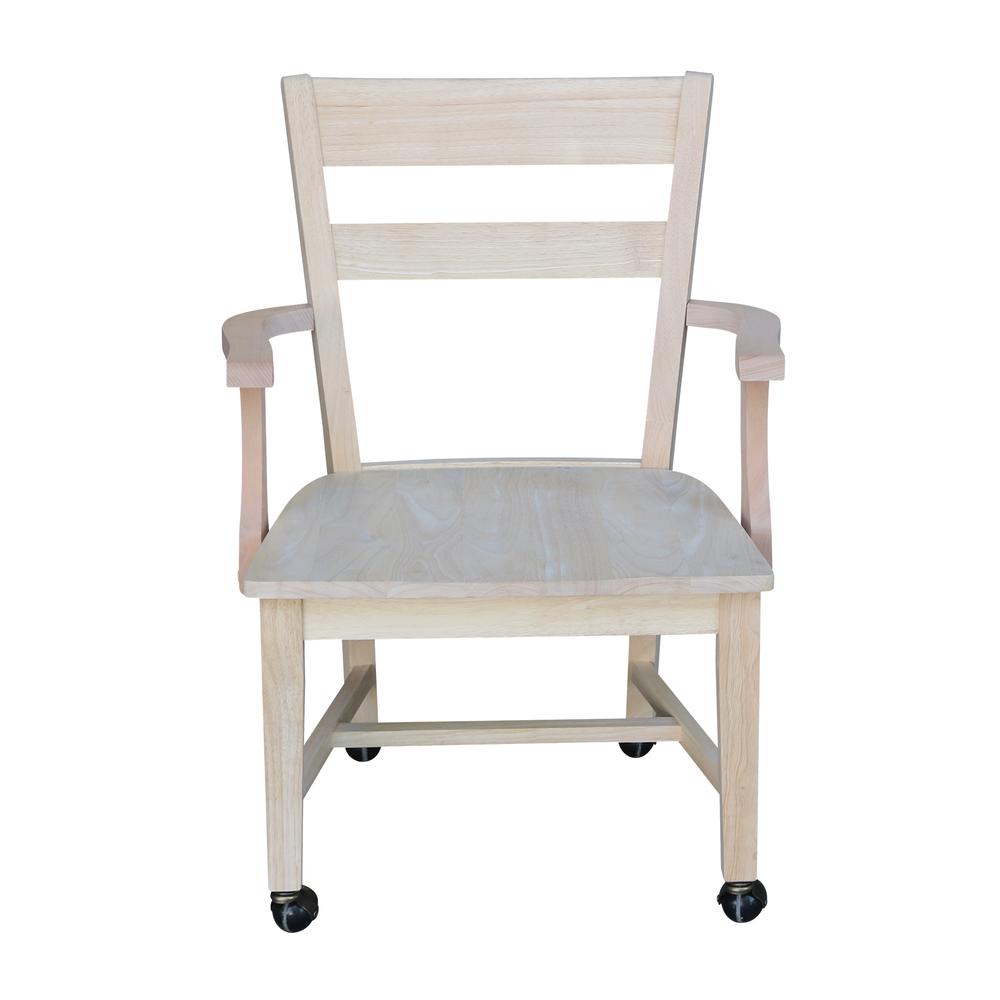 Dining Chair With Casters, Unfinished. Picture 5