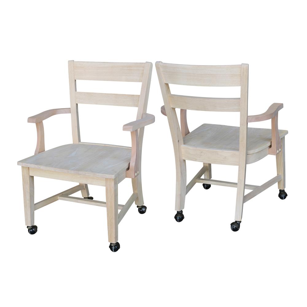 Dining Chair With Casters, Unfinished. Picture 4