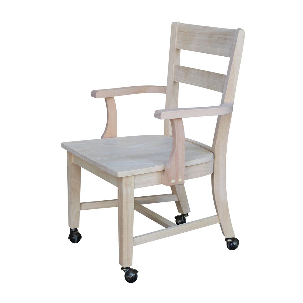 Dining Chair With Casters, Unfinished. Picture 6
