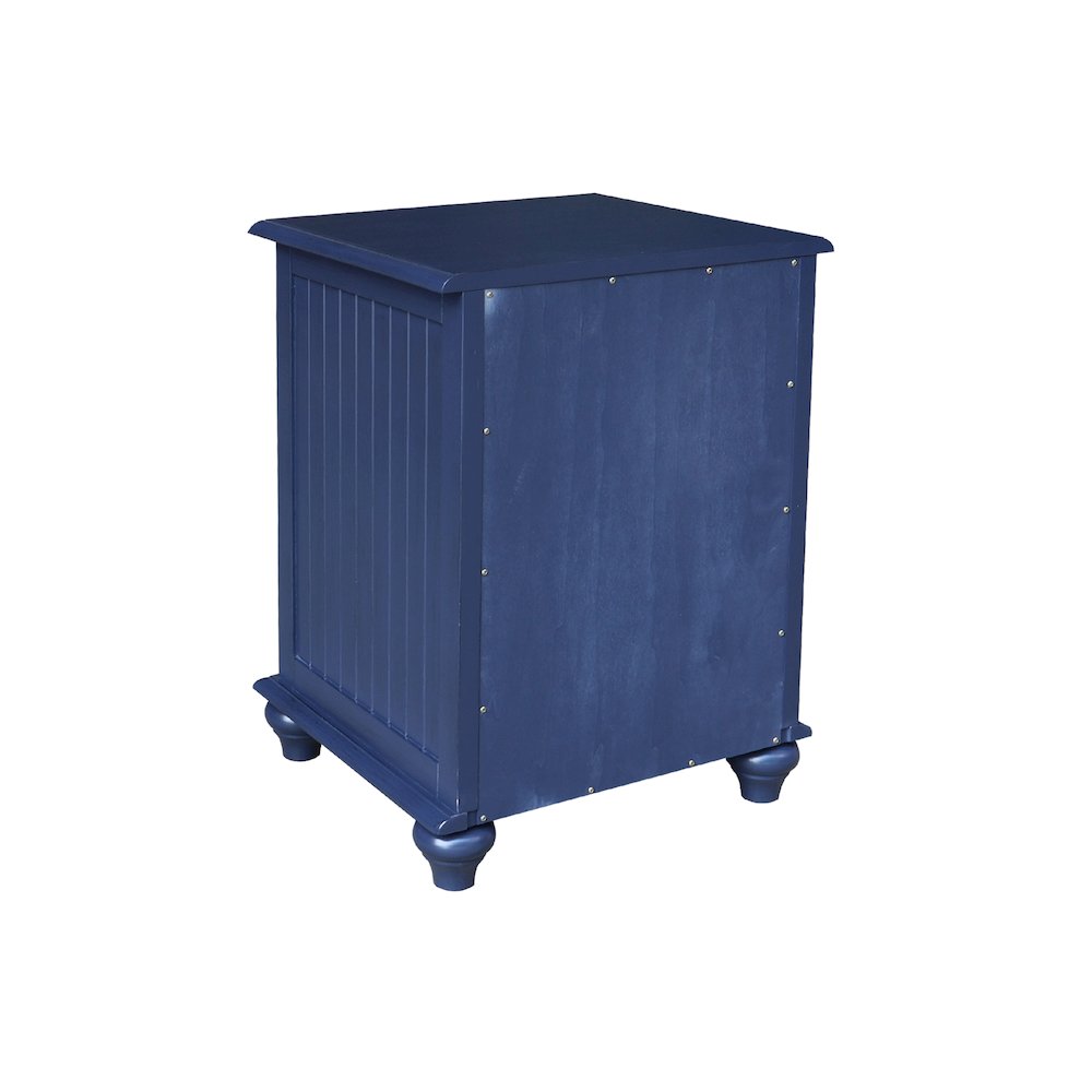Solid Wood Nightstand with Storage Cabinet, Modern Denim Blue Bedside Table. Picture 7