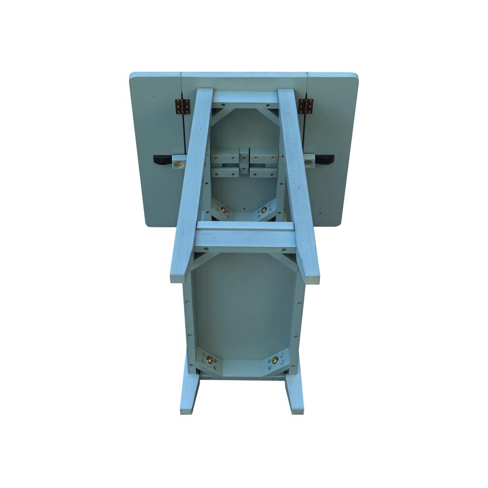Solid Wood Square Drop Leaf Side Table in Antique Rubbed Ocean Blue. Picture 8