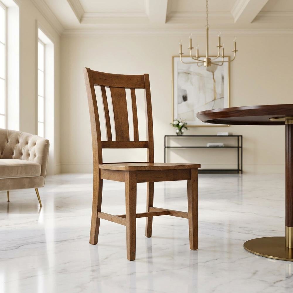 Hardwood Dining Chair with Distressed Splatback for Kitchen and Dining Room. Picture 2