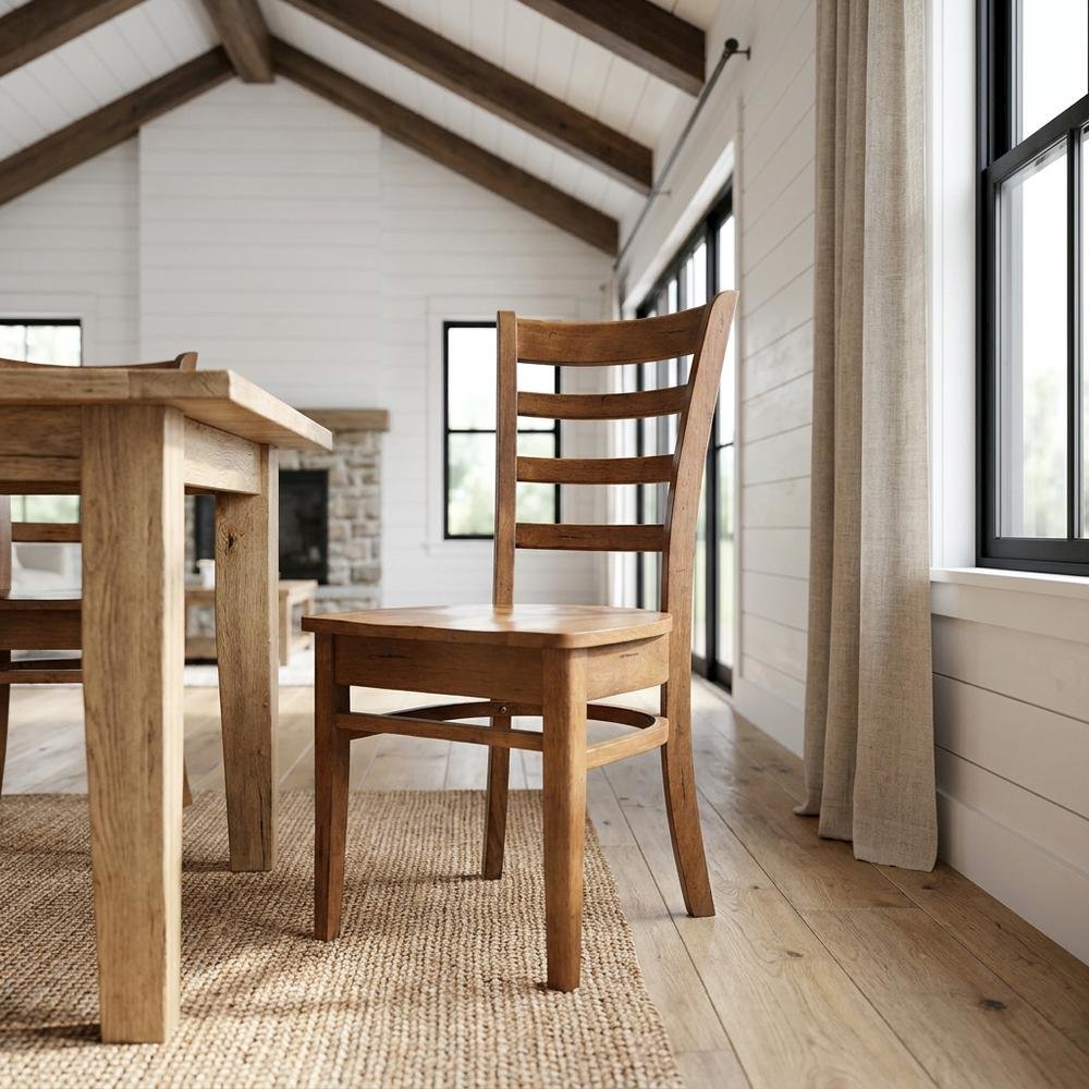 Solid Hardwood Side Chair with Distressed Finish for Dining Room. Picture 4