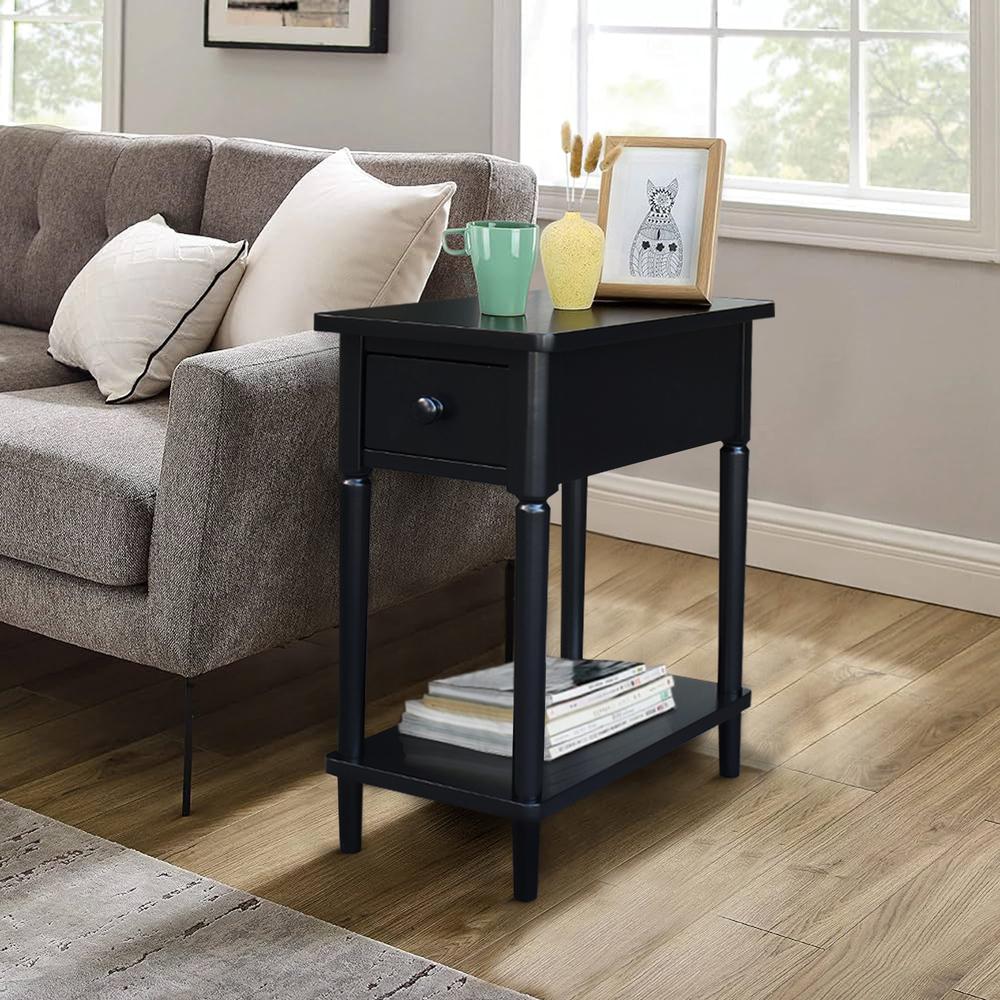 Solid Wood Narrow Side Table in Black. Picture 8
