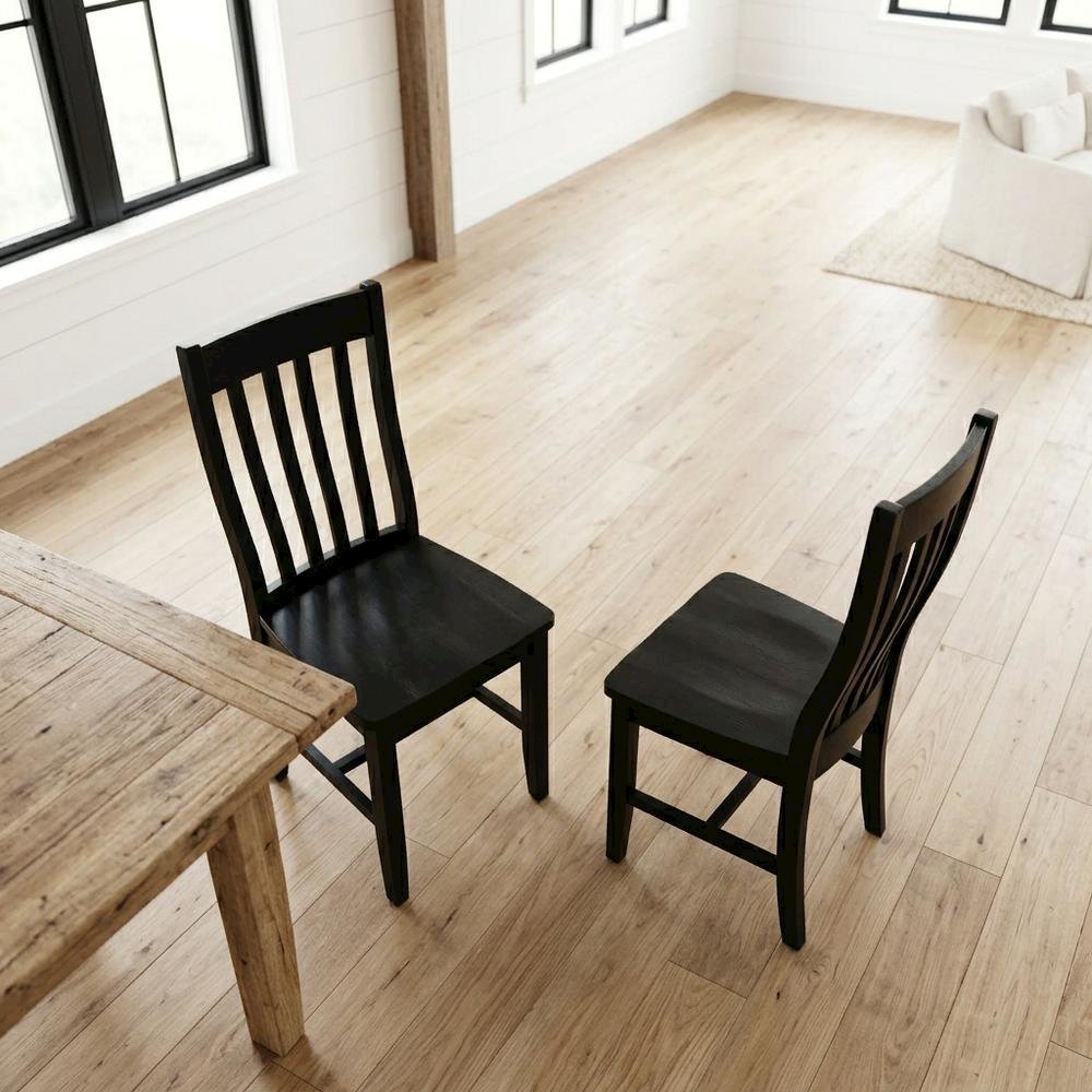 Solid Wood Armless Dining Chairs, Stackable Hardwood Kitchen Seating Set. Picture 4