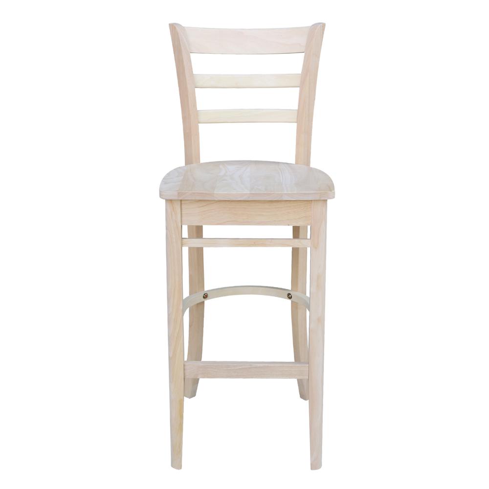 Emily Bar height Stool - 30" Seat Height, Unfinished. Picture 5