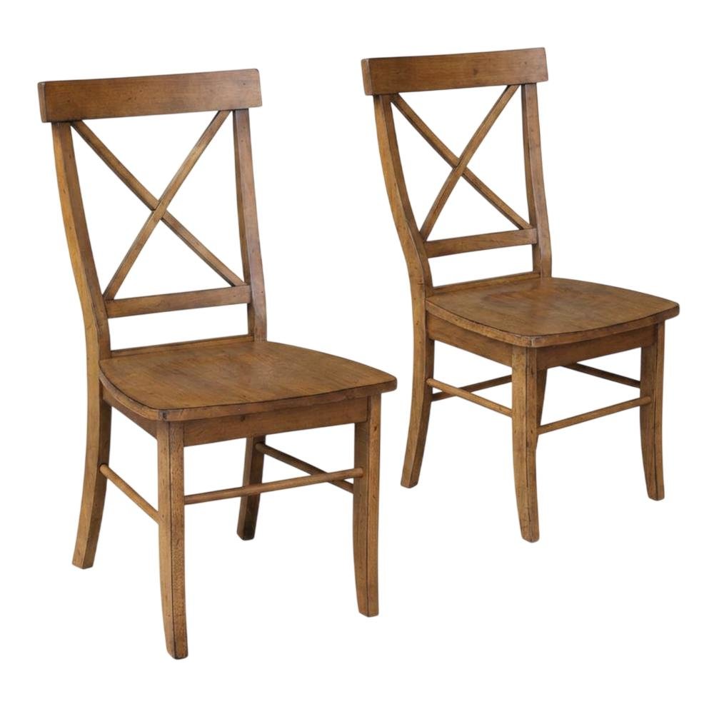 Solid Hardwood X-Back Dining Chair with Contoured Wood Seat for Dining Room. Picture 1