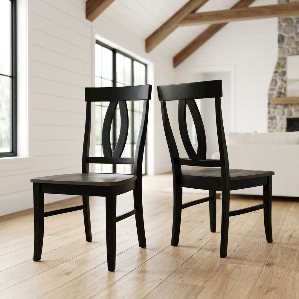 Solid Wood Dining Chairs with Washed Finish for Dining Room, Set of 2. Picture 4