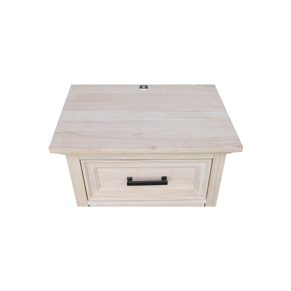 2-Drawer Nightstand with USB Charging Port, Ready to Finish Bedside Table. Picture 11