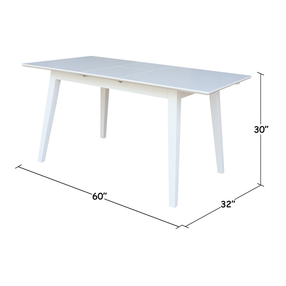 60" Butterfly Extension Dining Table, Classic White Farmhouse Kitchen Table. Picture 4