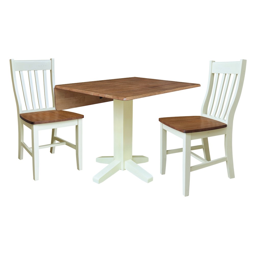 36" Round Drop Leaf Table with Two Dining Chairs. Picture 4