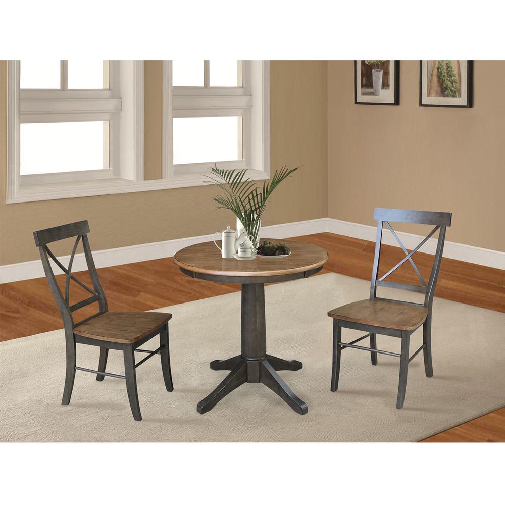 30" Round Top Pedestal Table With 2 X-Back Chairs - 3 Piece Set. Picture 2