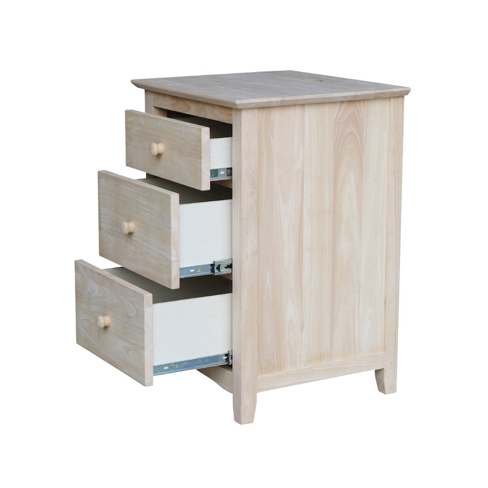 3-Drawer Nightstand with Power Outlets & USB, Ready to Finish Bedside Chest. Picture 7