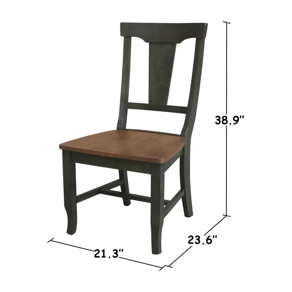 Solid Wood Panel Back Chair in Hickory/Washed Coal - Set of 2. Picture 11