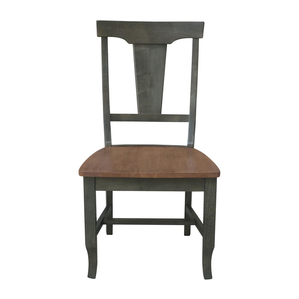 Solid Wood Panel Back Chair in Hickory/Washed Coal - Set of 2. Picture 3