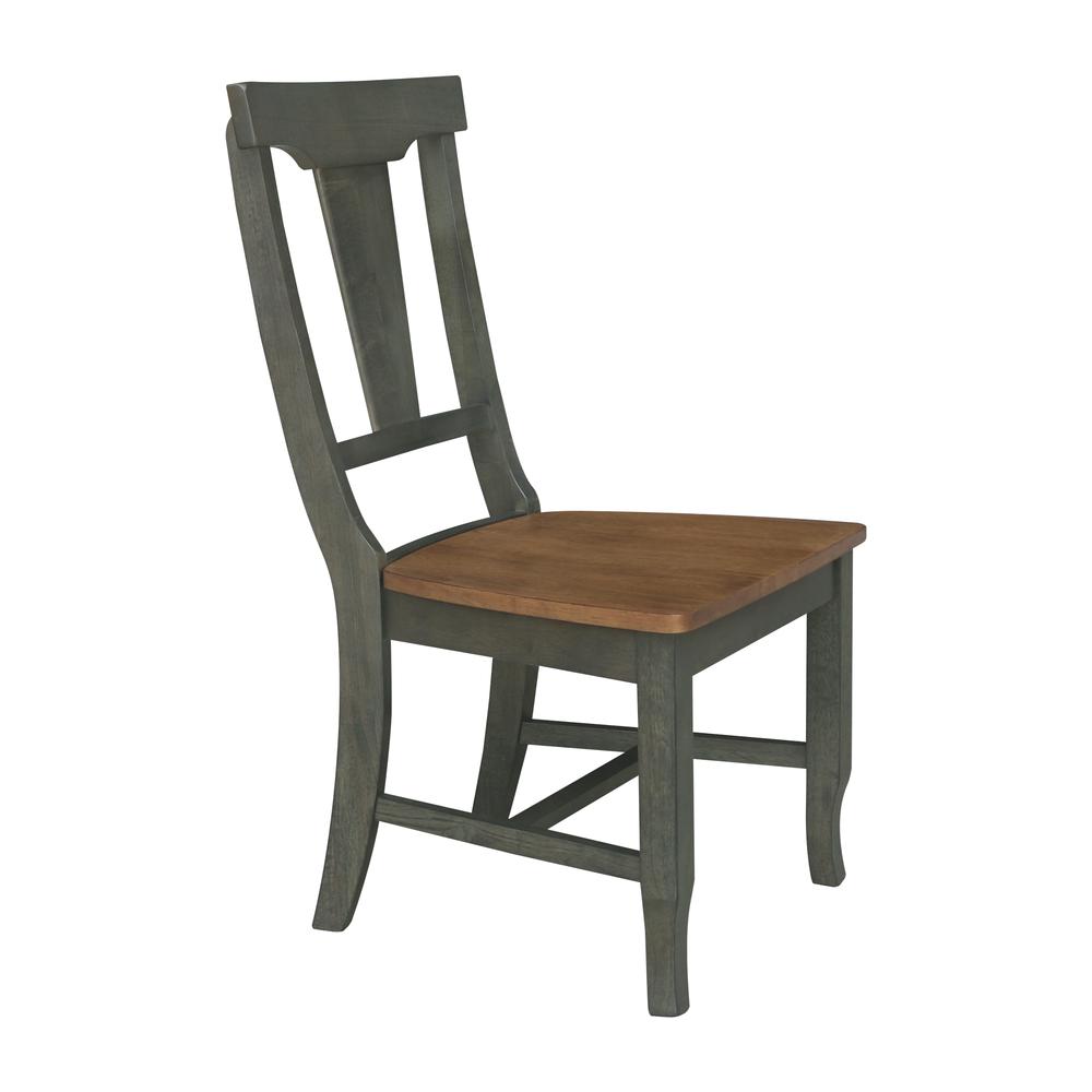 Solid Wood Panel Back Chair in Hickory/Washed Coal - Set of 2. Picture 5