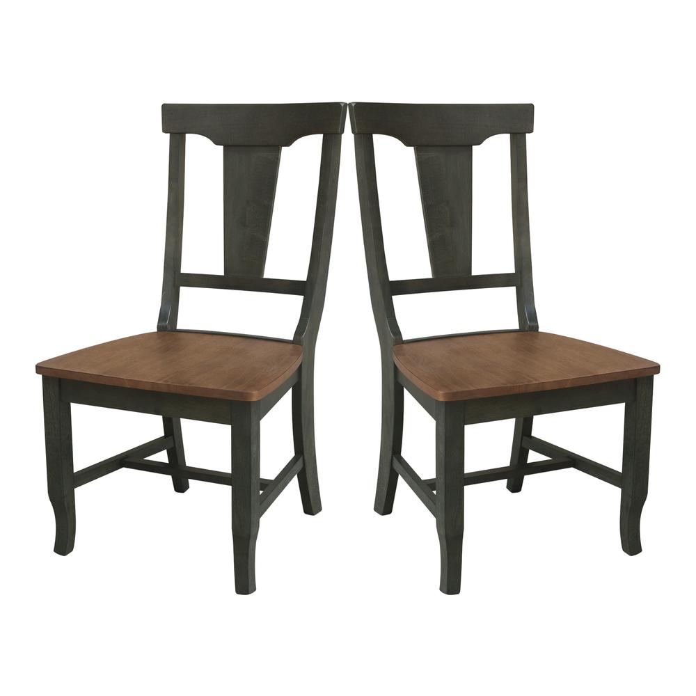 Solid Wood Panel Back Chair in Hickory/Washed Coal - Set of 2. Picture 8