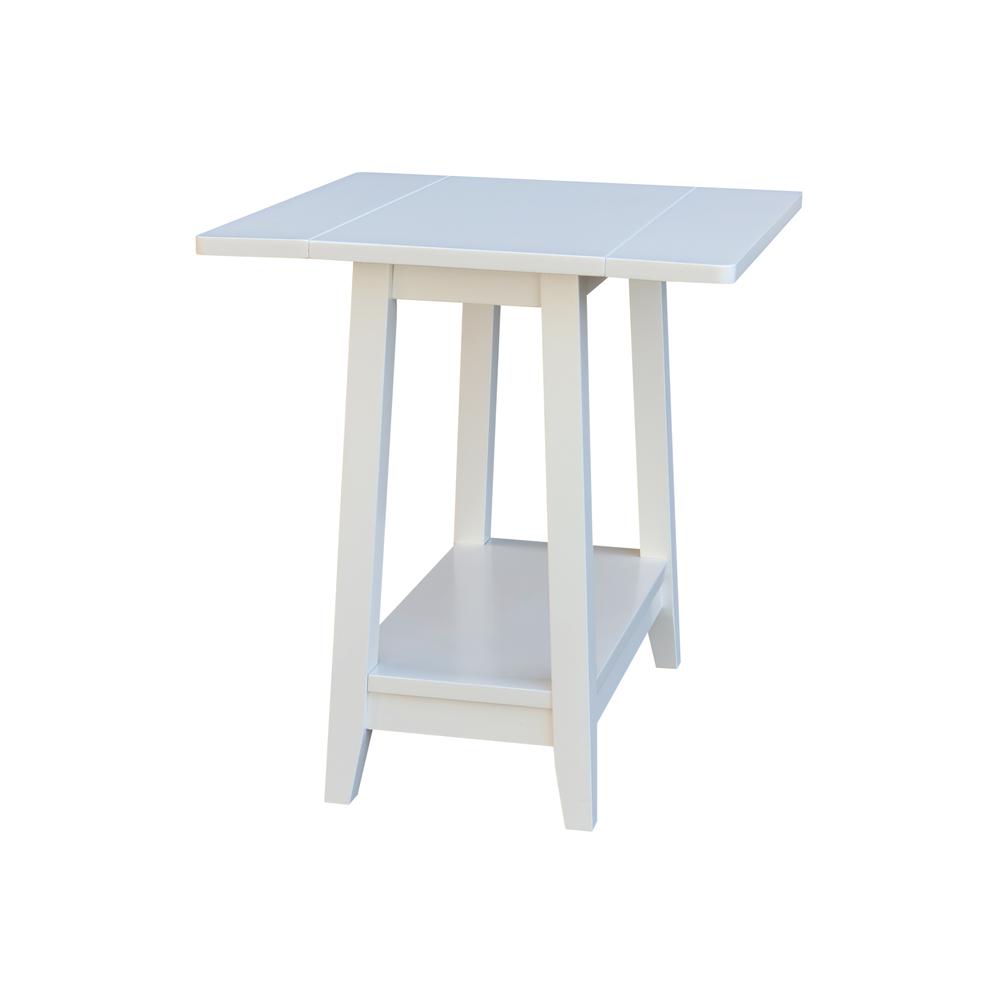 Solid Wood Square Drop Leaf Side Table in White. Picture 1