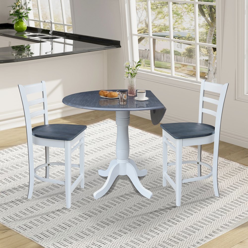 42" Round Pedestal Table with Two Counter Height Stools. Picture 5