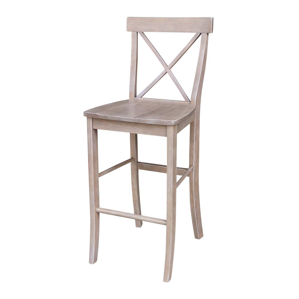 X-Back Bar height Stool - 30" Seat Height, Washed Gray Taupe. Picture 1