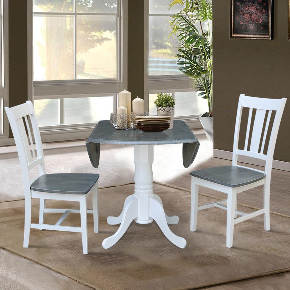 42" Dual Drop Leaf Table with 2 San Remo Side Chairs - Set of 3 Pieces. Picture 5
