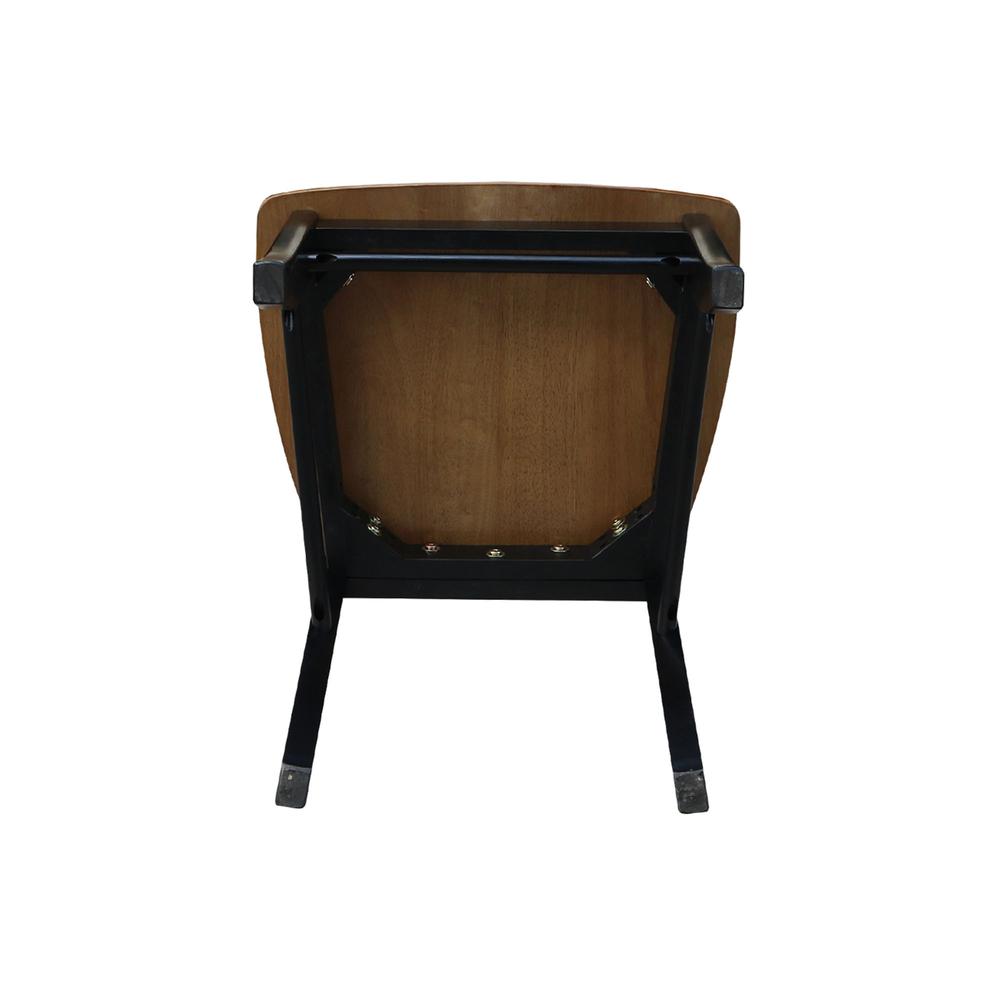 Set of Two X-Back Chairs  with Solid Wood Seats , Black/Cherry. Picture 3