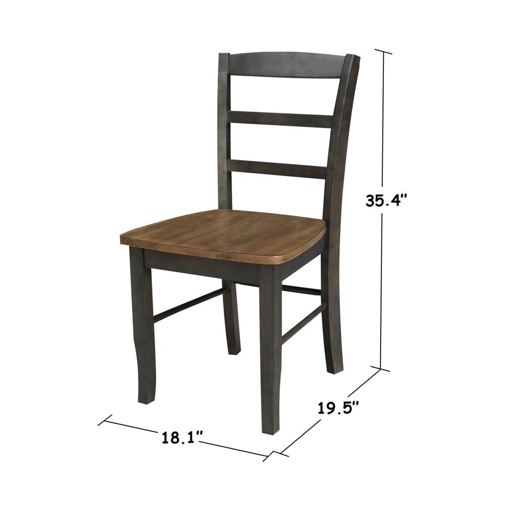 Madrid Ladderback Chairs - Set of 2, Hickory/Washed Coal. Picture 3